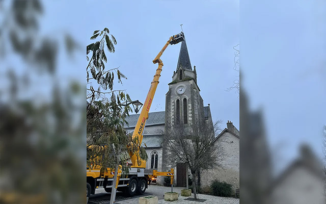 Intervention sur le clocher de l’église de Valloire-sur-Cisse
